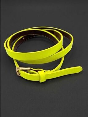 Neon Yellow Slim Belt-Leather